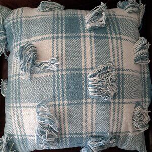 20" x 20" Home Essential Unique Blue & White Pillow Made in India